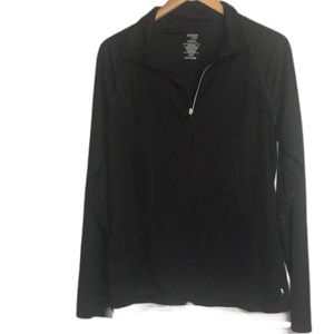 Danskin Now Black 1/4 Zip Long Sleeve Mock Neck Pullover Activewear Top Sz XXL